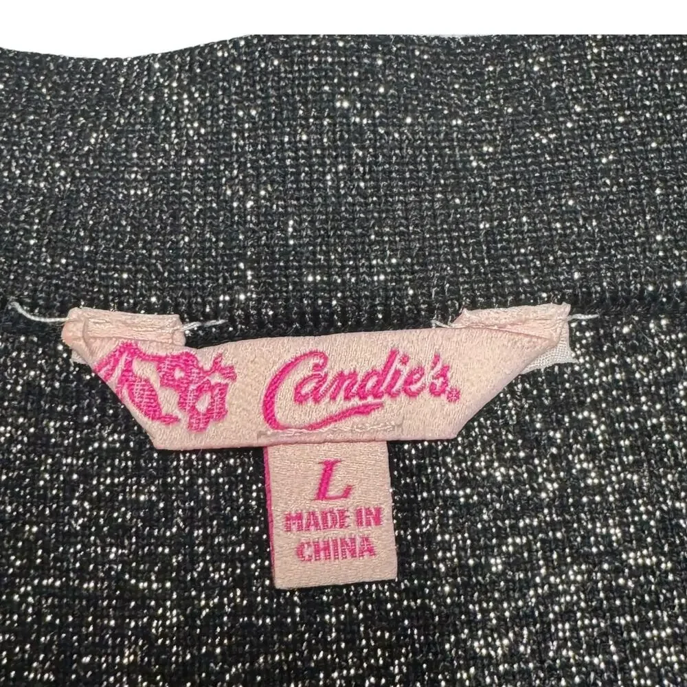 Candie's Glitter Sparkle Mini Skirt Black Silver Large